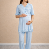 Luxe Borstvoeding Pyjama 2 Delig Baby Blauw - Kraamtijd