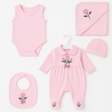 Pink Rose Elegance Baby Set 5-Delig