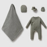 Geboorte set 5-Delig, 100% biologisch katoen - Donkergroen