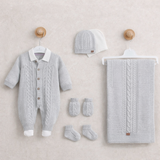 Luxe geboorte set lichtgrijs - Merino wol
