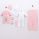 Luxe geboorte set - Merino wol 8 Delig Roze